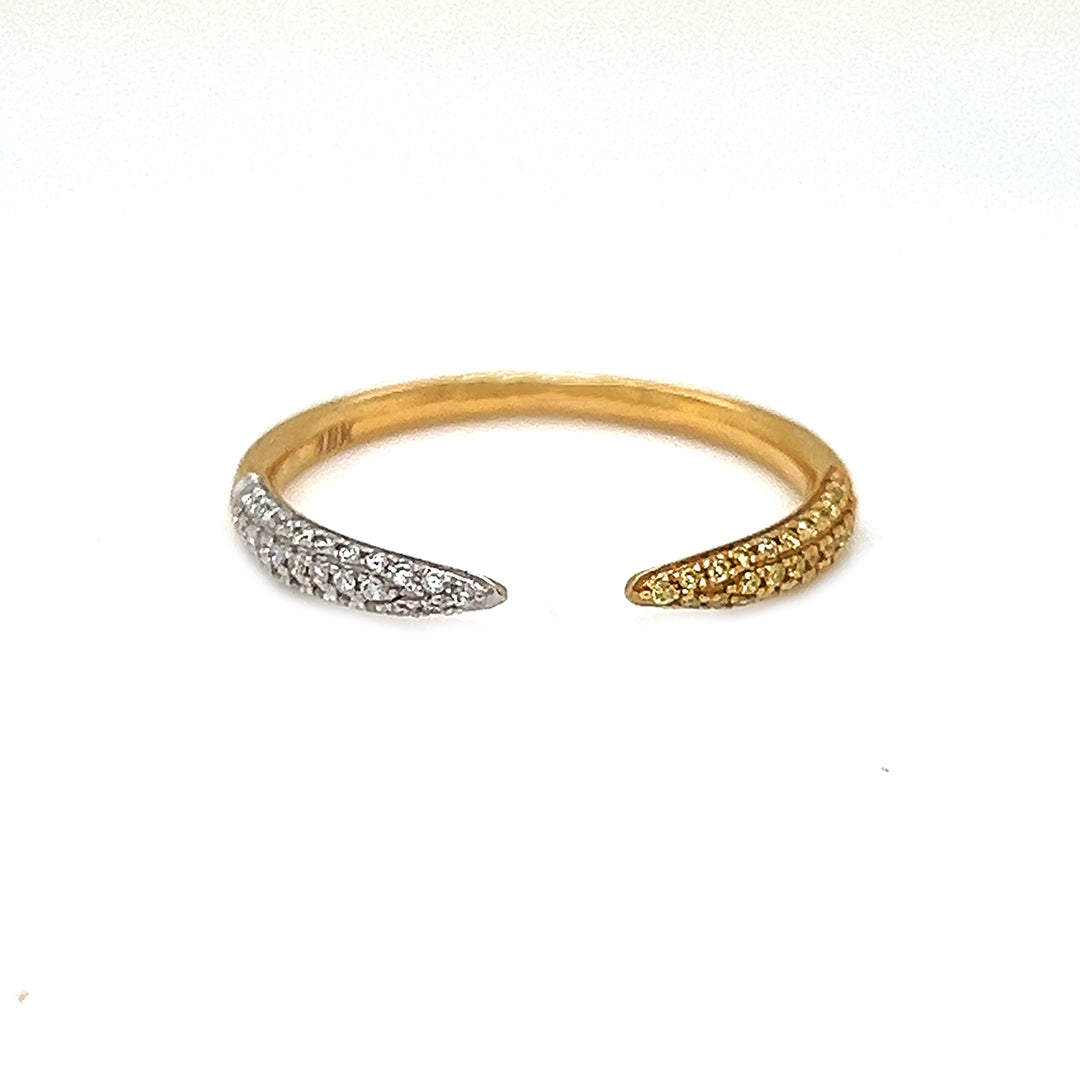 Natural Fancy Yellow & White Diamonds Nail Band Ring, in Yellow Gold