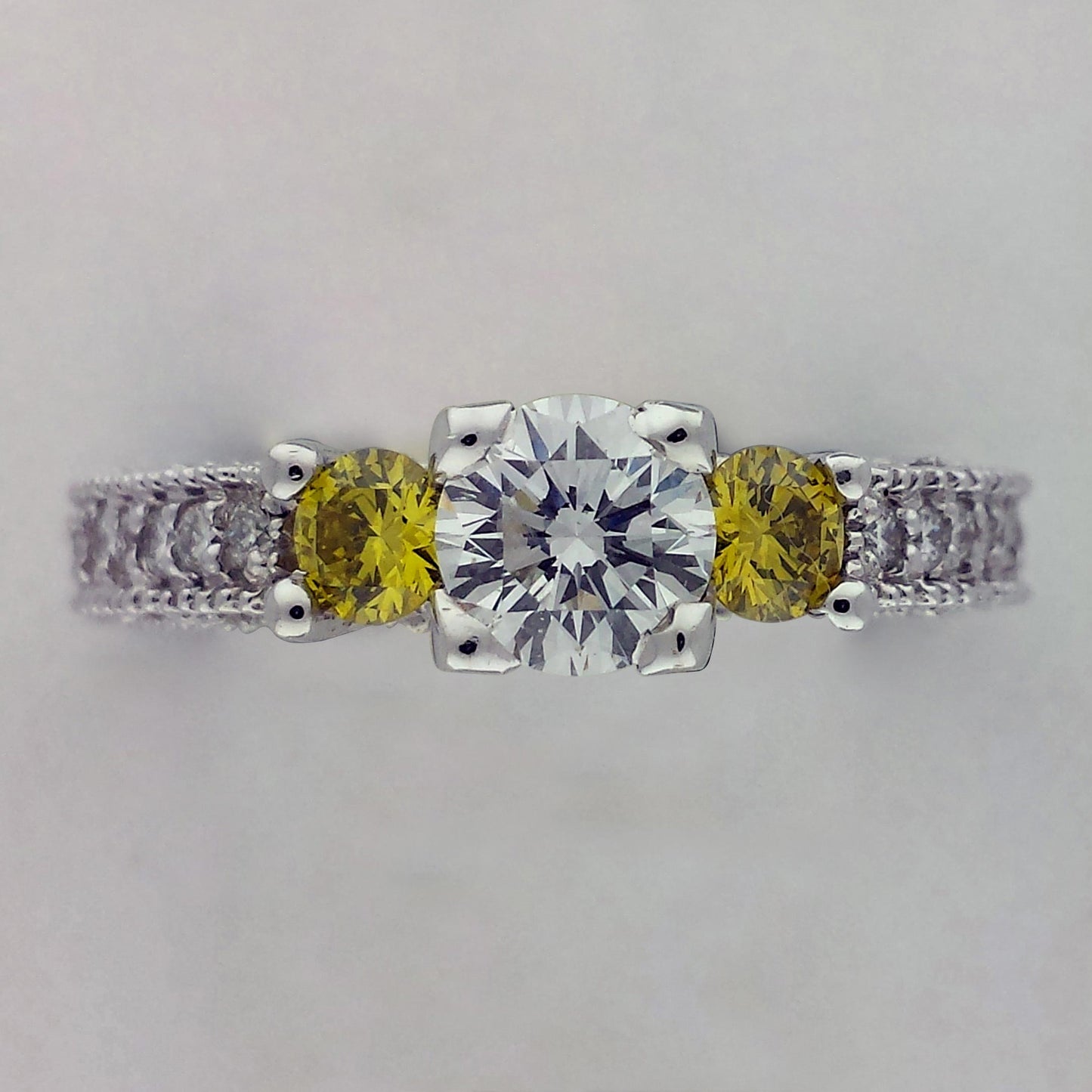 Natural Diamond Bridal 3 Stone Ring, in White Gold