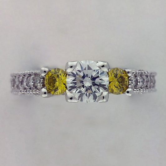 Natural Diamond Bridal 3 Stone Ring, in White Gold