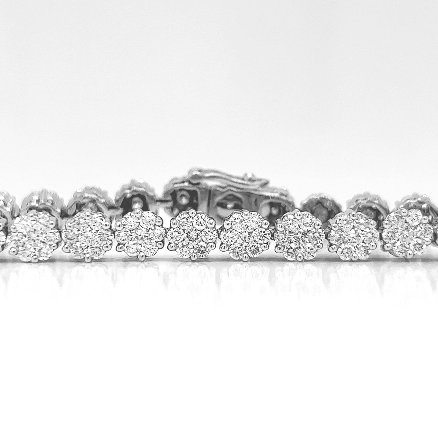 Natural Mined Round Diamond Floral Cocktail Bracelet White Gold