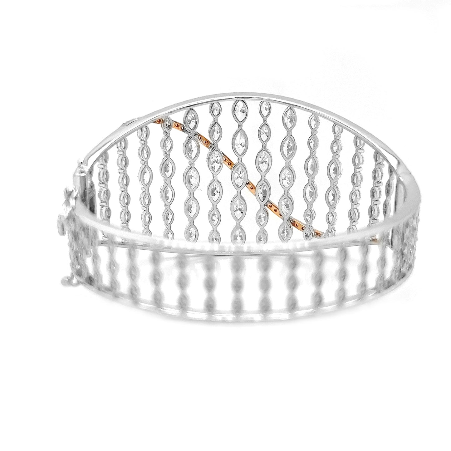 Natural Marquise Cut Diamond with Pink Diamonds Cocktail Bangle White Gold
