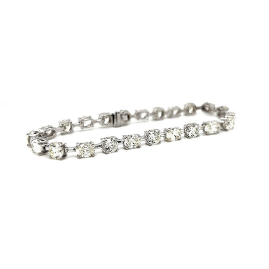 11 Carat Natural Mined Round and Oval Diamond Tennis Bracelet White Gold