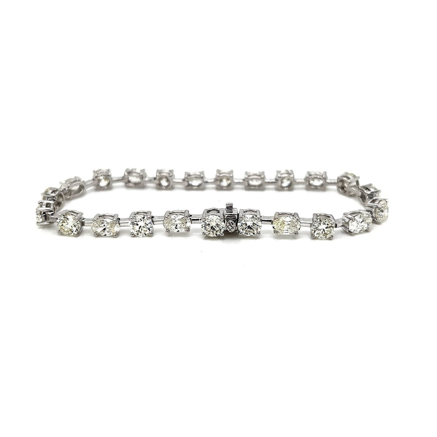 11 Carat Natural Mined Round and Oval Diamond Tennis Bracelet White Gold