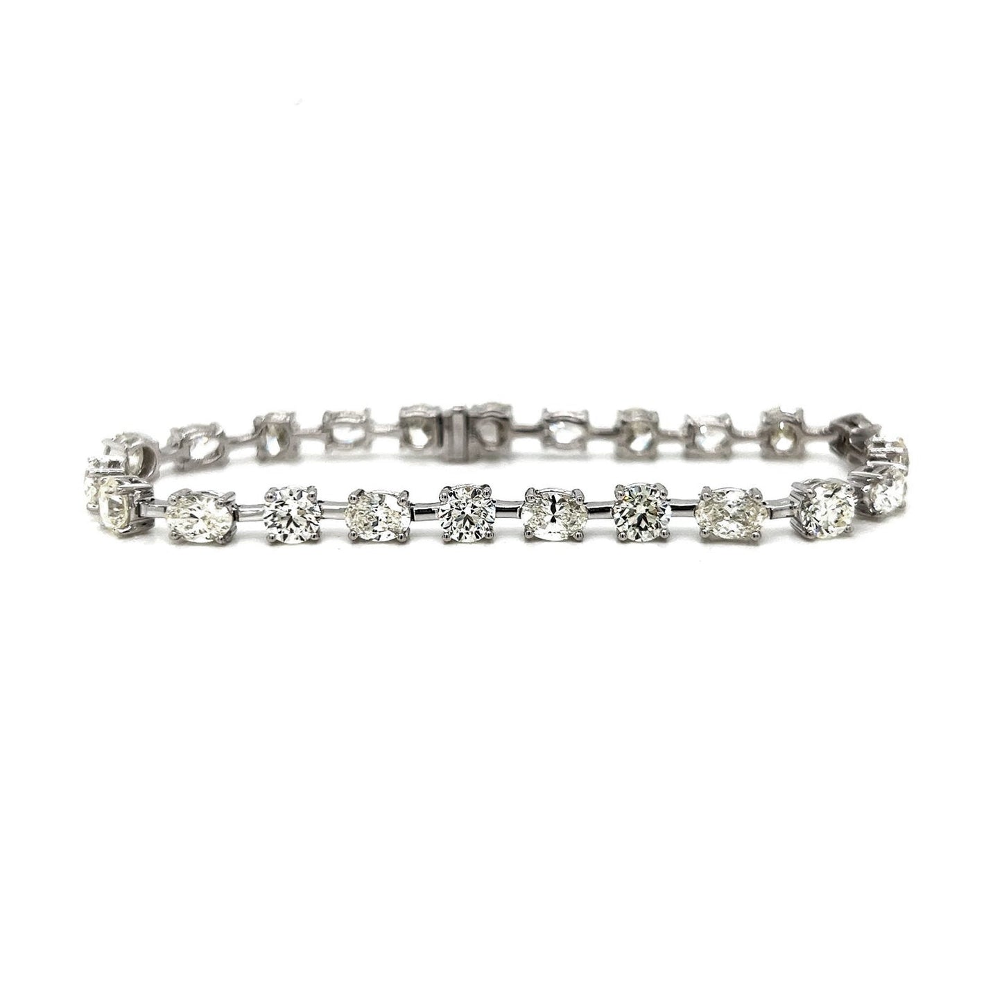 11 Carat Natural Mined Round and Oval Diamond Tennis Bracelet White Gold