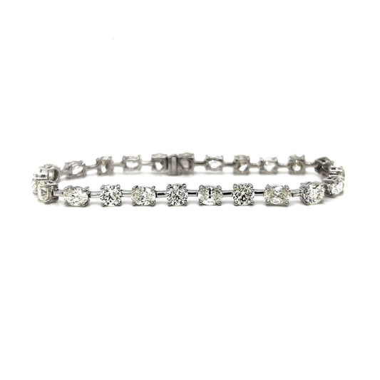 11 Carat Natural Mined Round and Oval Diamond Tennis Bracelet White Gold