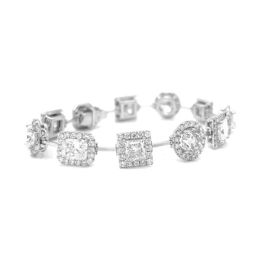 Natural Mined Diamond Mixed-Shaped Halo Link Bracelet GIA EGL Certified