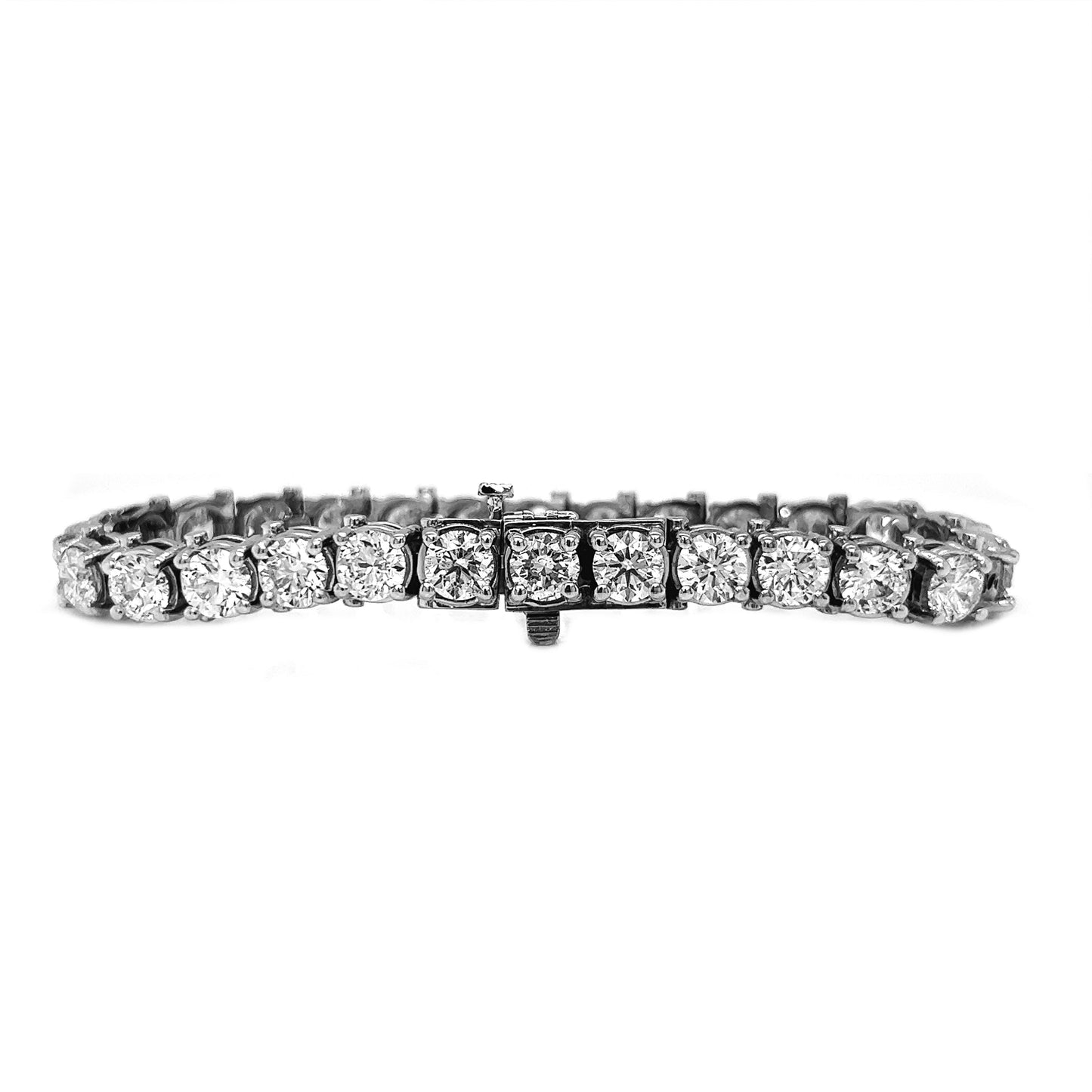 19 Carat Natural Round Cut Diamond Tennis Bracelet White Gold