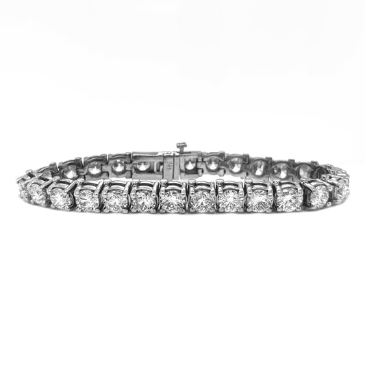 19 Carat Natural Round Cut Diamond Tennis Bracelet White Gold