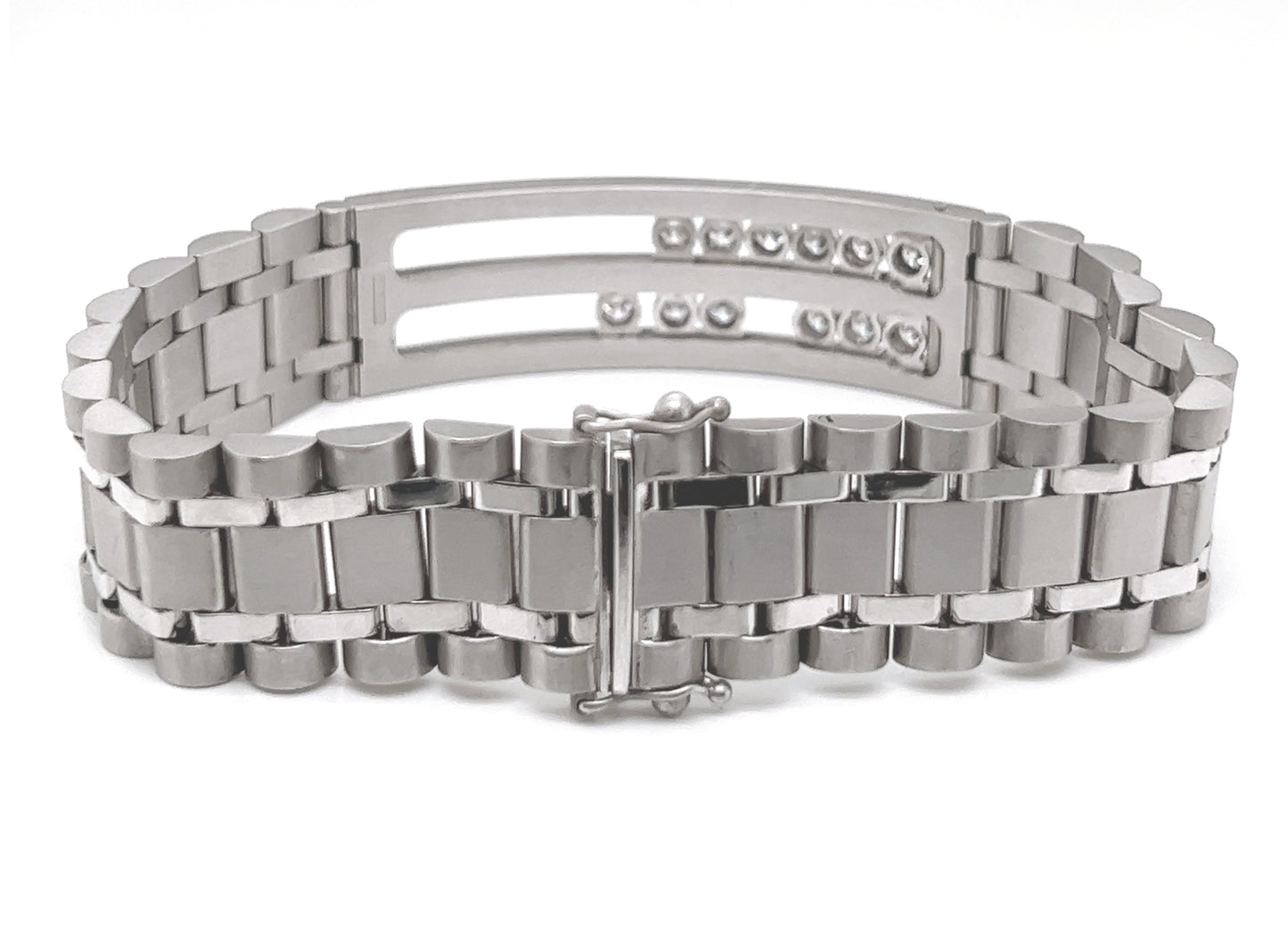 Natural Mined Round Diamond Anniversary Cocktail Bracelet White Gold