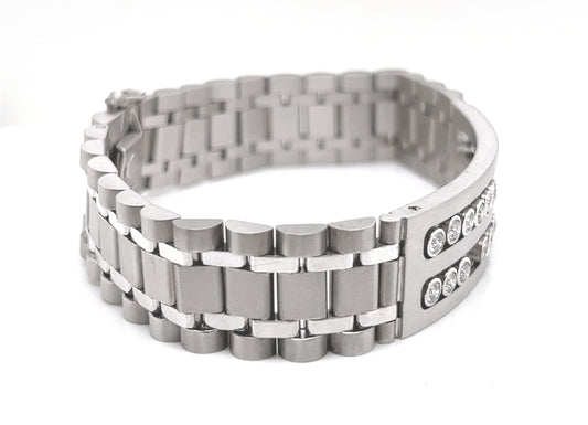 Natural Mined Round Diamond Anniversary Cocktail Bracelet White Gold