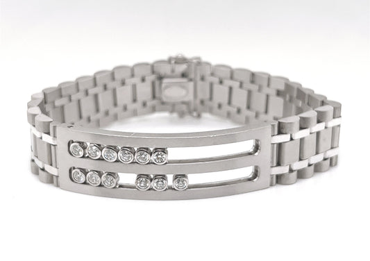 Natural Mined Round Diamond Anniversary Cocktail Bracelet White Gold