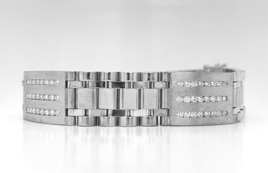Rolex Design Cocktail Bracelet with Natural Diamonds, in White Gold