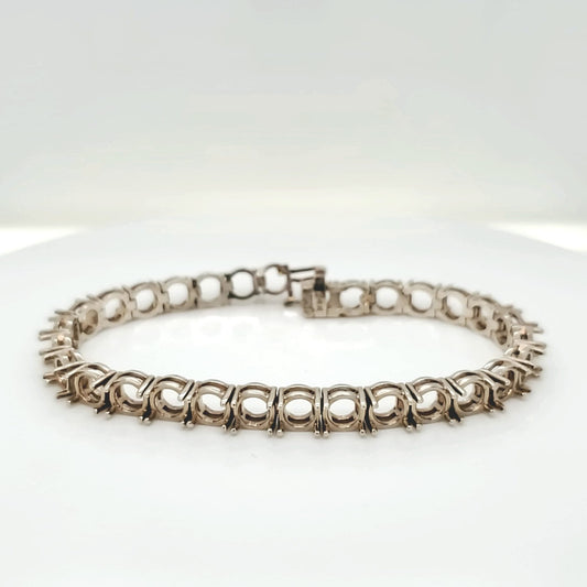 Semi-Mount Blank Single Line Bracelet White Gold
