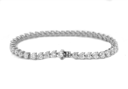 Natural Mined Diamond Heart Shaped Tennis Bracelet White Gold