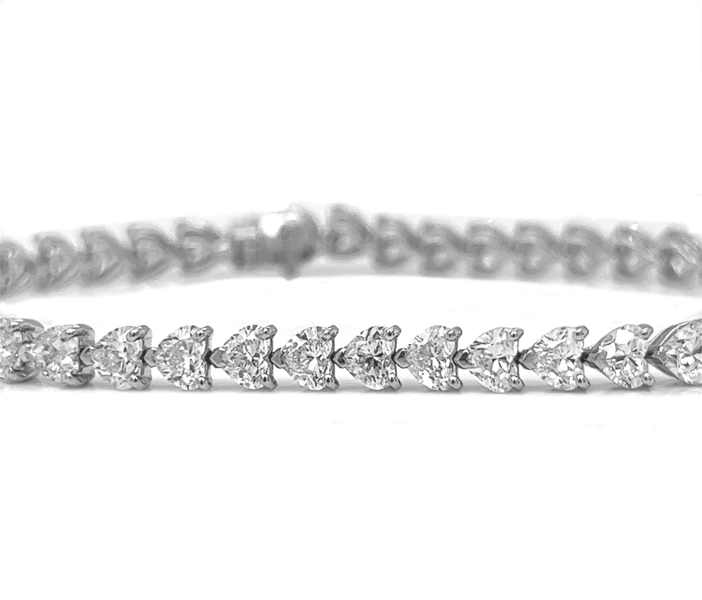 Natural Mined Diamond Heart Shaped Tennis Bracelet White Gold