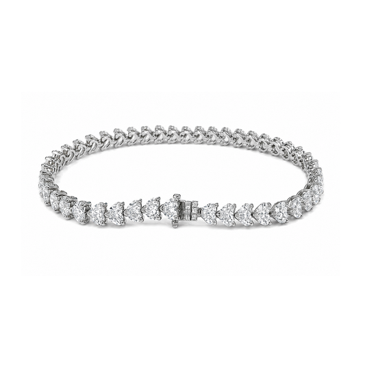 10.15 ct.t.w. Natural Diamond Heart Shaped Tennis Bracelet, in White Gold