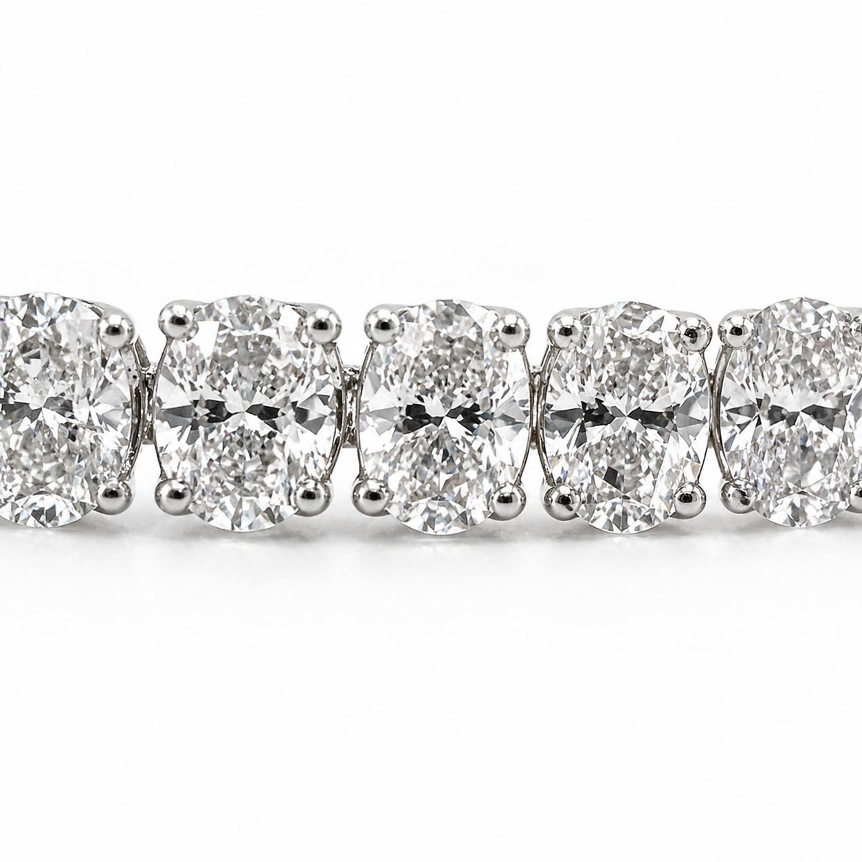 12.26 cttw. Natural Diamond Oval Cut Tennis Bracelet, in White Gold close up