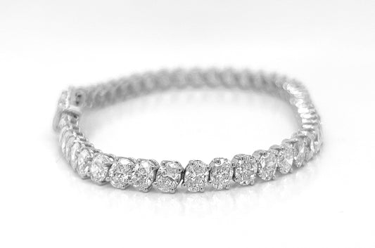 Natural Mined Diamond Oval Cut Tennis Bracelet White Gold