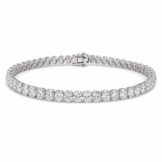 12.26 ct. t.w. Natural Diamond Oval Cut Tennis Bracelet, in White Gold