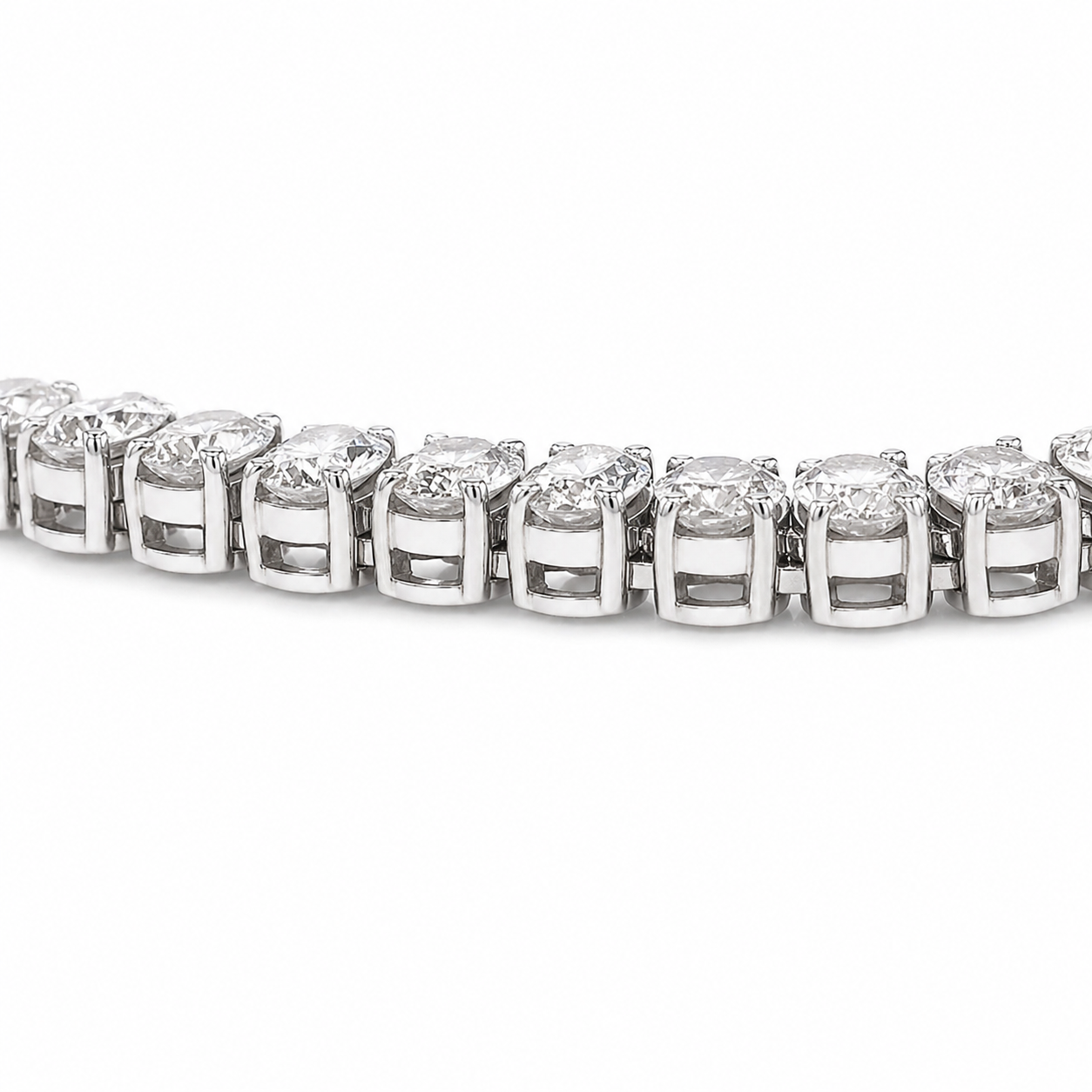 12.26 cttw. Natural Diamond Oval Cut Tennis Bracelet, in White Gold side