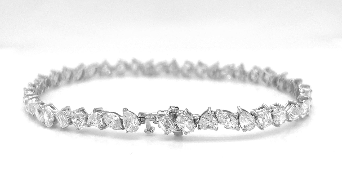 Natural Mined Diamond Mixed Shape Tennis Bracelet White Gold
