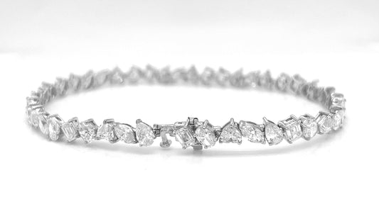 Natural Mined Diamond Mixed Shape Tennis Bracelet White Gold