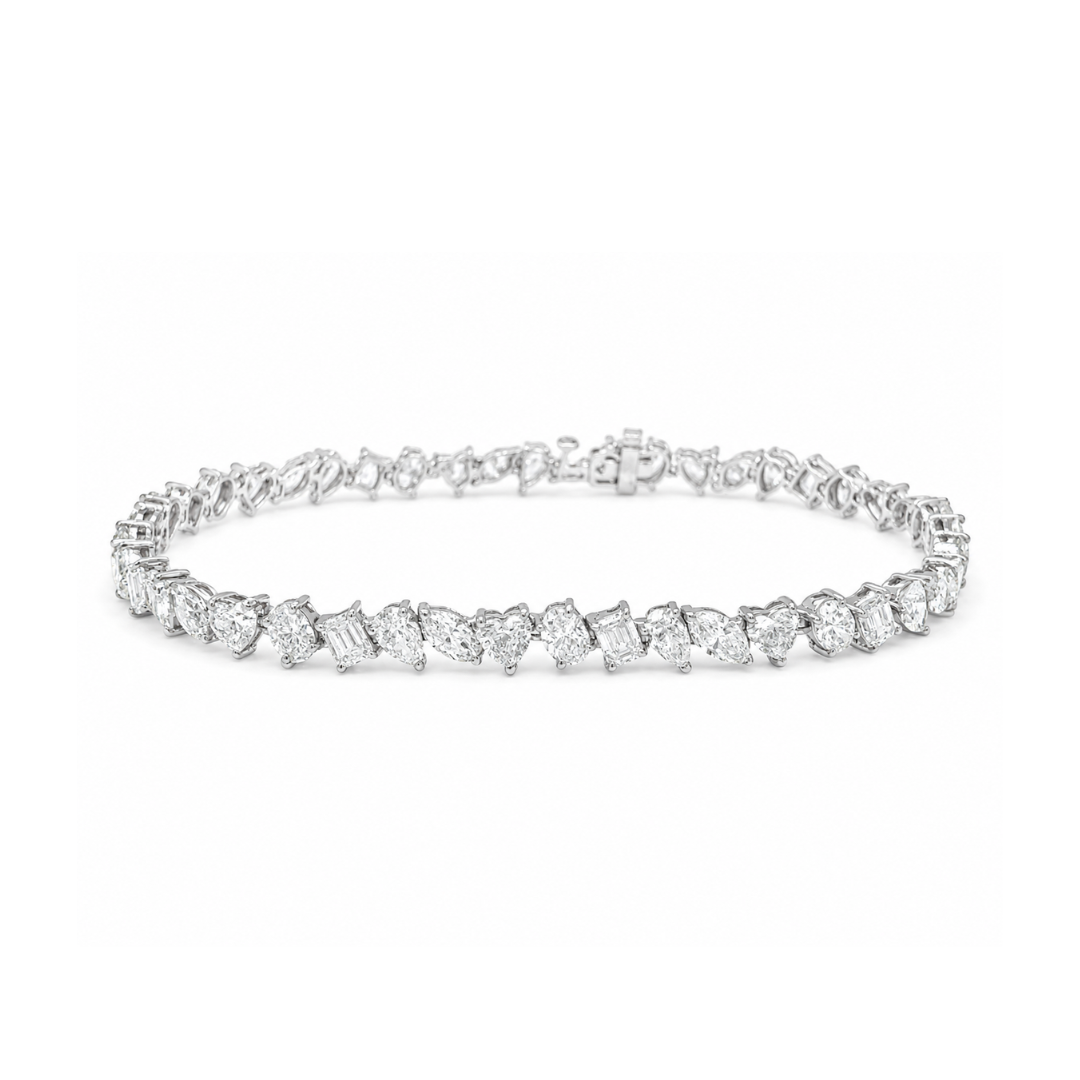 10.36 ct. t.w. Natural Diamond Mixed Shape Tennis Bracelet, in White Gold