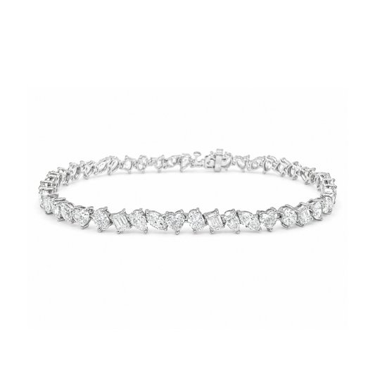 10.36 ct. t.w. Natural Diamond Mixed Shape Tennis Bracelet, in White Gold