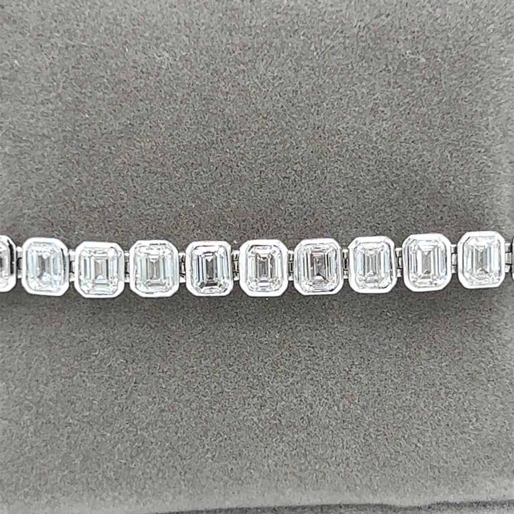 Natural Mined Emerald Cut Diamond Tennis Bracelet White Gold