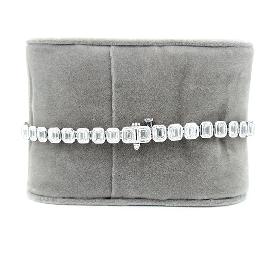 Natural Mined Emerald Cut Diamond Tennis Bracelet White Gold