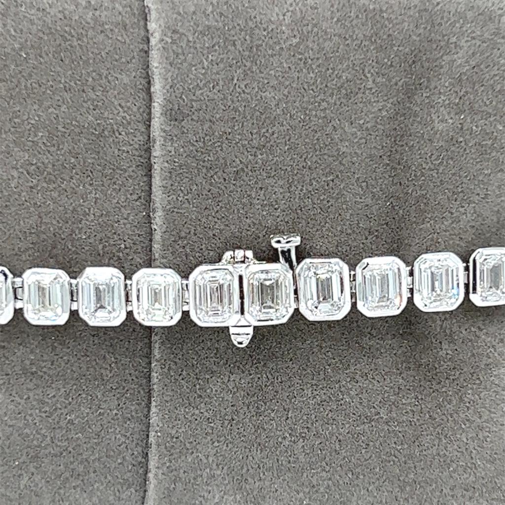 Natural Mined Emerald Cut Diamond Tennis Bracelet White Gold