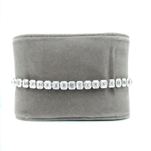Natural Mined Emerald Cut Diamond Tennis Bracelet White Gold