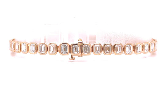 Natural Emerald Cut Diamond Tennis Bracelet, in Rose Gold