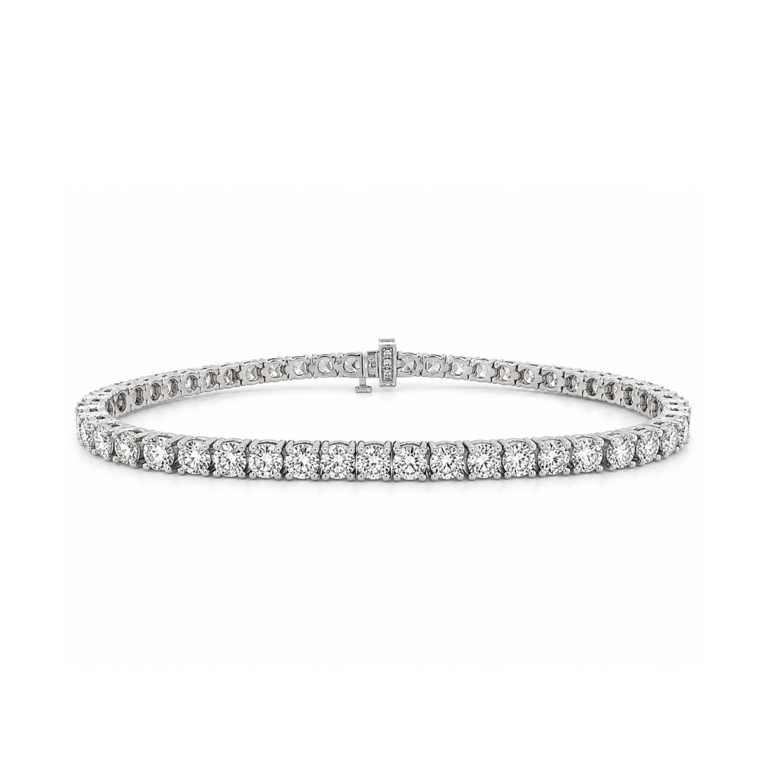 8.88 cttw. Natural Round Diamond Tennis Bracelet, in White Gold
