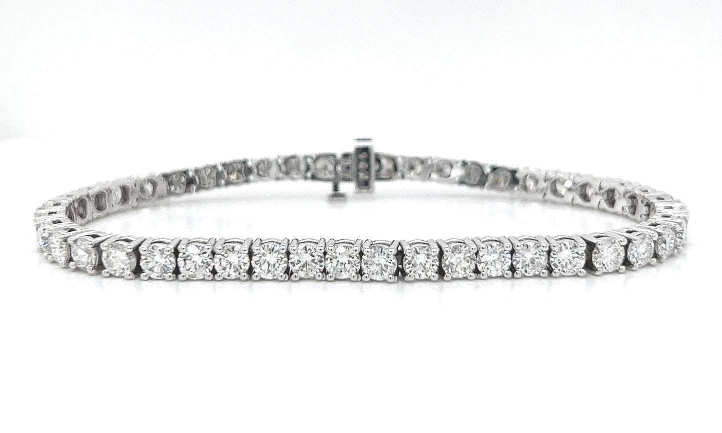 8 Carat Natural Round Diamond Tennis Bracelet, in White Gold