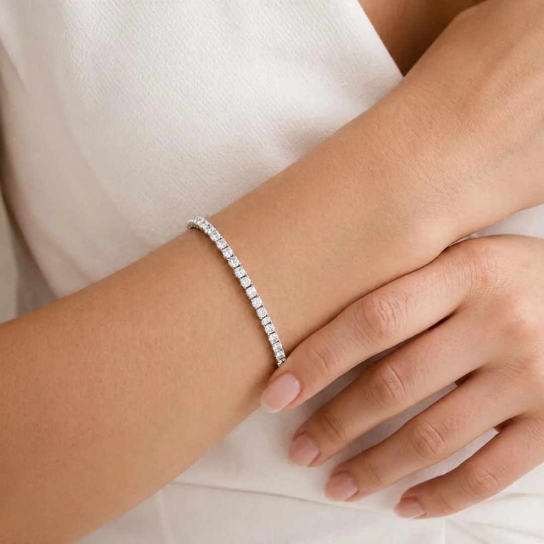 4.91 cttw. Natural Round Diamond Tennis Bracelet, in White Gold model