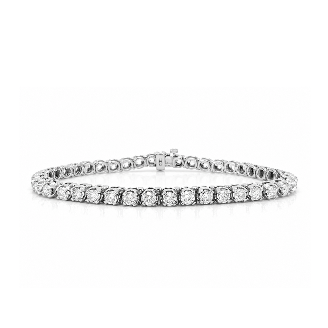 5 Carat Natural Round Diamond Tennis Bracelet, in White Gold - Pre-owned