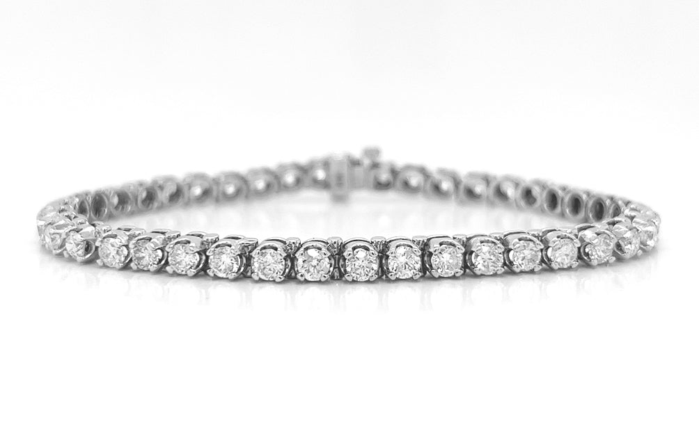 5 Carat Natural Round Diamond Tennis Bracelet, in White Gold - Pre-owned