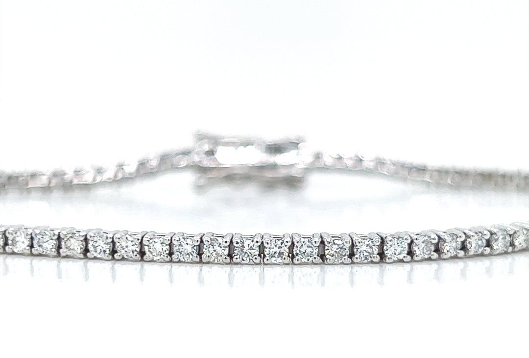 Natural Diamond Single Line Tennis Bracelet, in White Gold