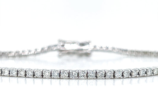 Natural Diamond Single Line Tennis Bracelet, in White Gold