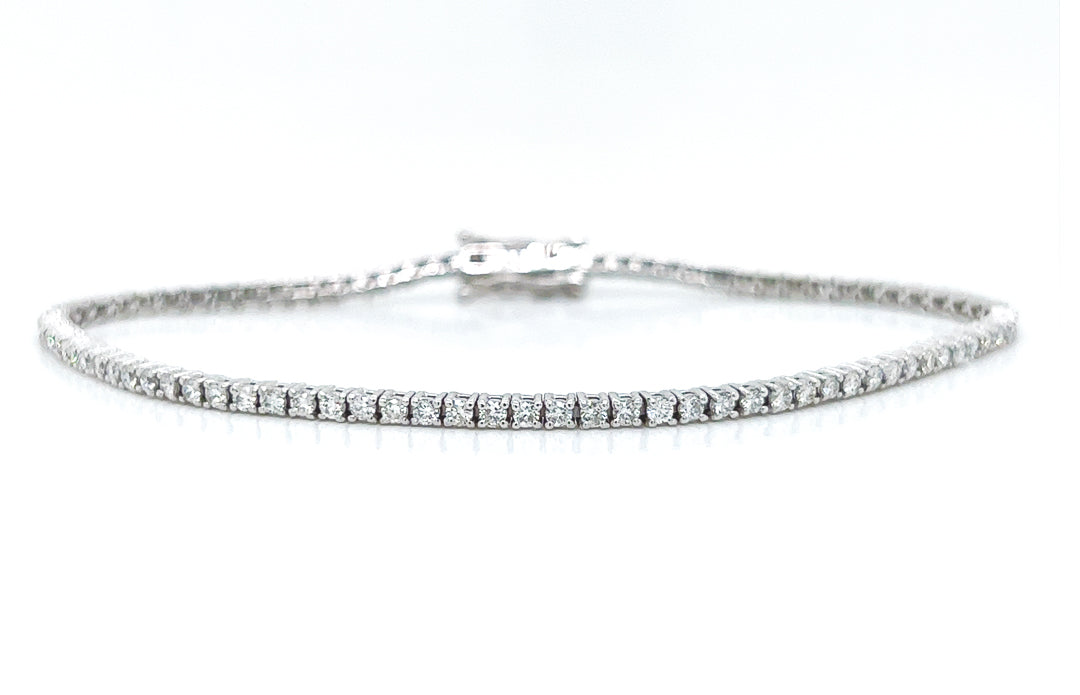 Natural Diamond Single Line Tennis Bracelet, in White Gold