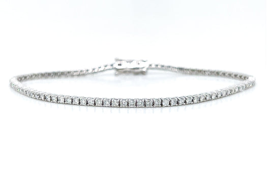 Natural Diamond Single Line Tennis Bracelet, in White Gold