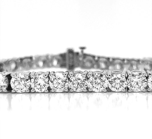 17 Carat Natural Mined Round Diamond Tennis Bracelet White Gold