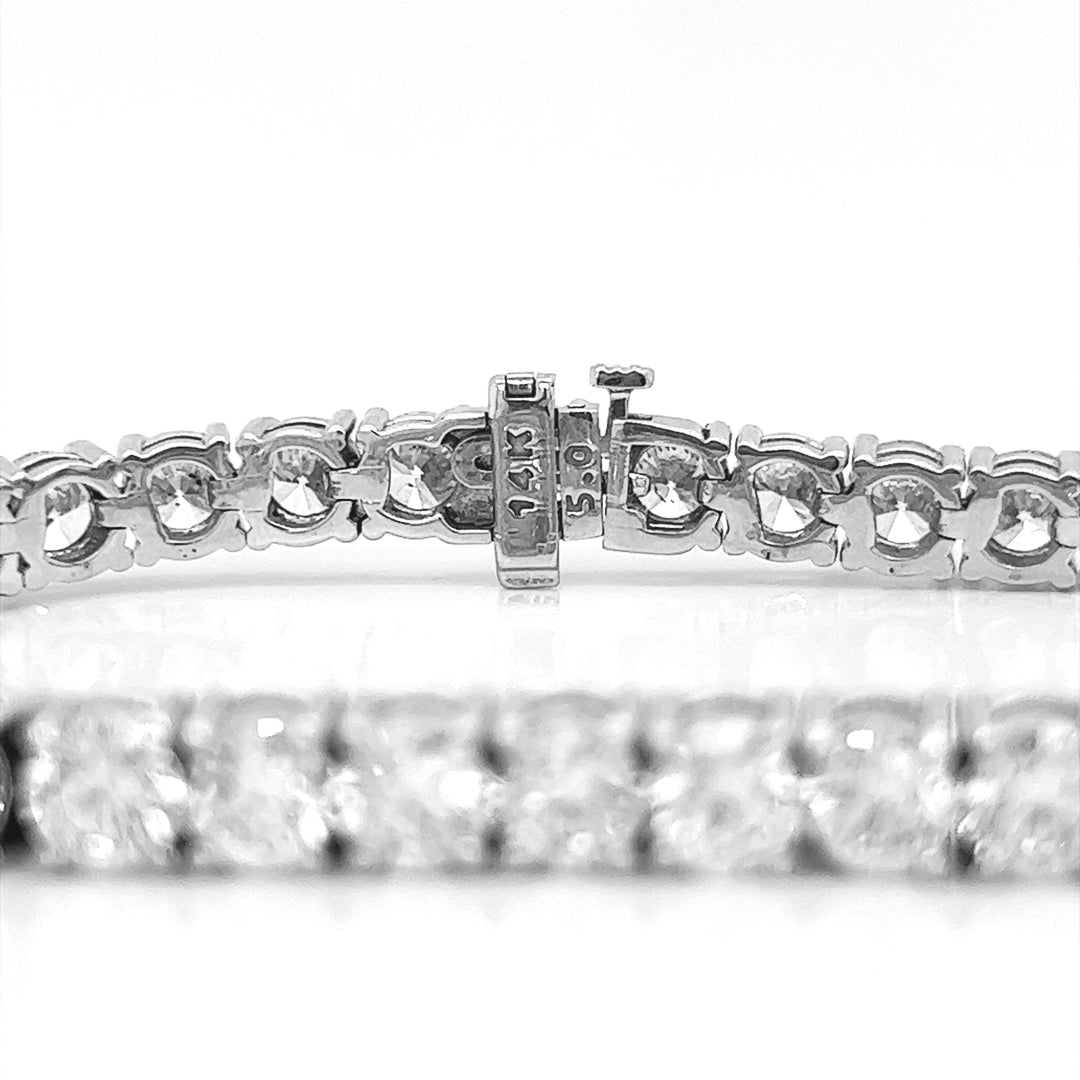 17 Carat Natural Mined Round Diamond Tennis Bracelet White Gold