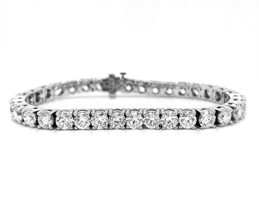 17 Carat Natural Mined Round Diamond Tennis Bracelet White Gold