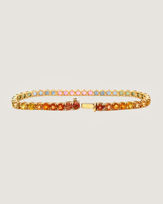 Vibrant Horizon Rainbow Sapphire Bracelet