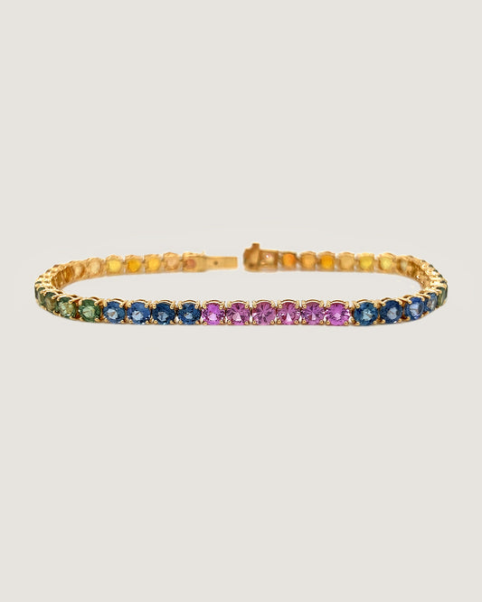 Vibrant Horizon Rainbow Sapphire Bracelet
