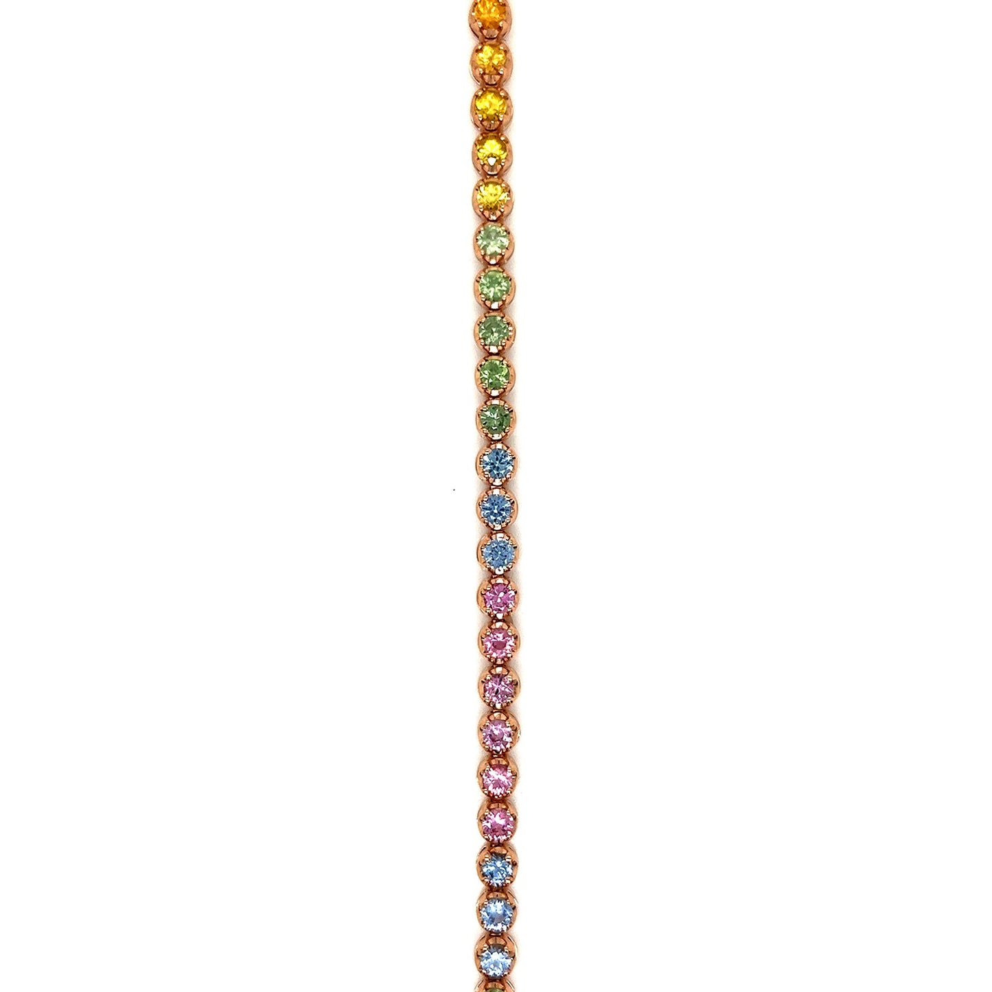 Natural Round Cut Multi-Color Sapphire Rainbow Bracelet, in Rose Gold