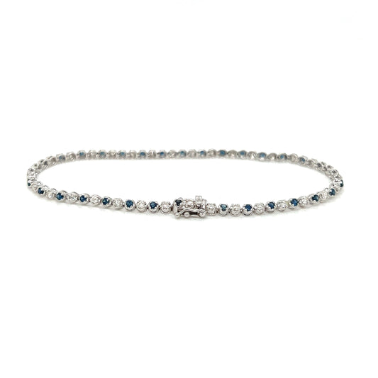 Delicate Tennis Bracelet with Natural Diamonds, in White Gold