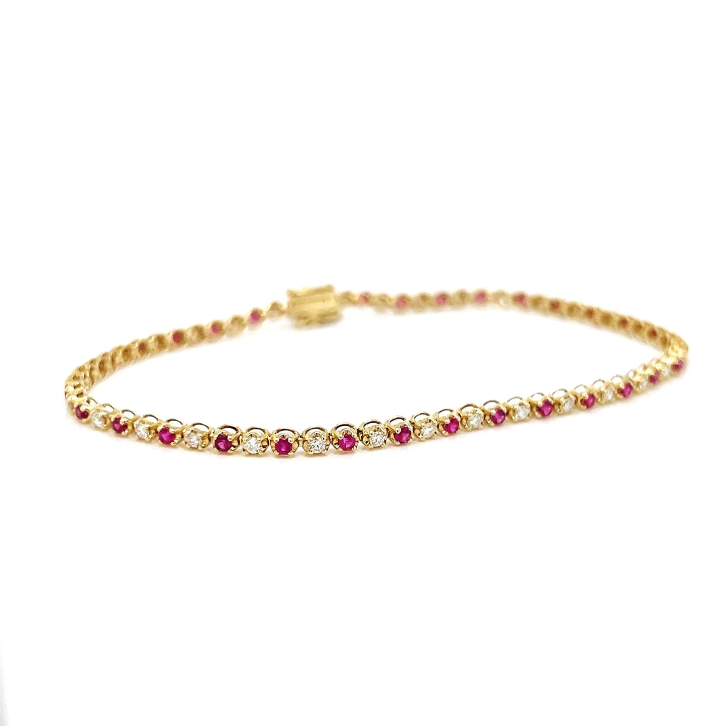 Natural Ruby and Diamond Bracelet, in Yellow Gold
